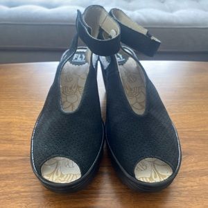 Fly london suede wedges with ankle strap